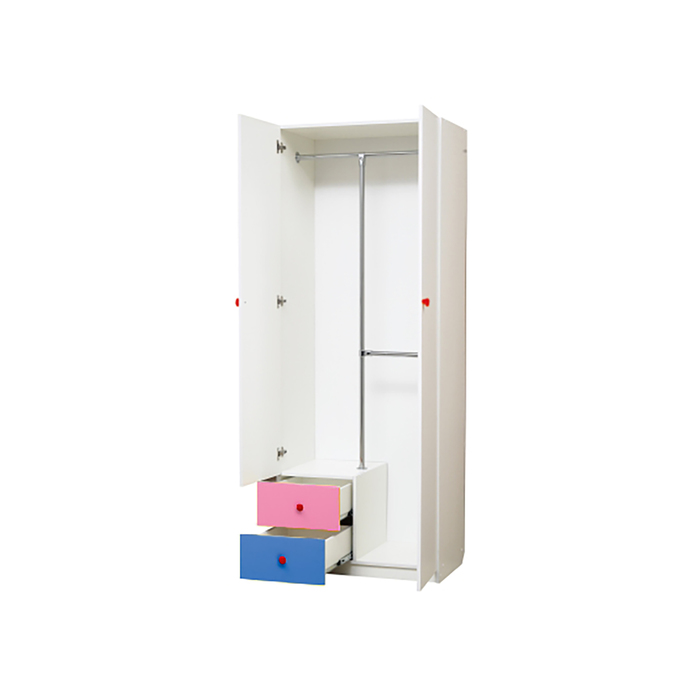 Шкаф 2-х дверный с зеркалом «Радуга», 800×490×2100 мм, цвет белый / розовый / синий - фото 1925969354