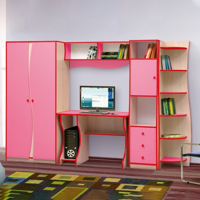 Набор детской мебели «Юниор 11.3», комплект 5 предметов, цвет дуб млечный/розовый