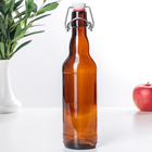 Бутылка, 500 мл, с бугельным замком, стекло, коричневая - Фото 1