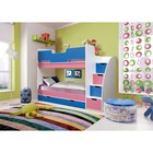 Кровать детская двухъярусная «Юниор-9», 2430×850×1750 мм, белый / синий / розовый - фото 298154396