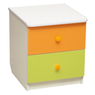 Тумба прикроватная «Радуга», 410×440×468 мм, цвет белый/оранжевый/лайм