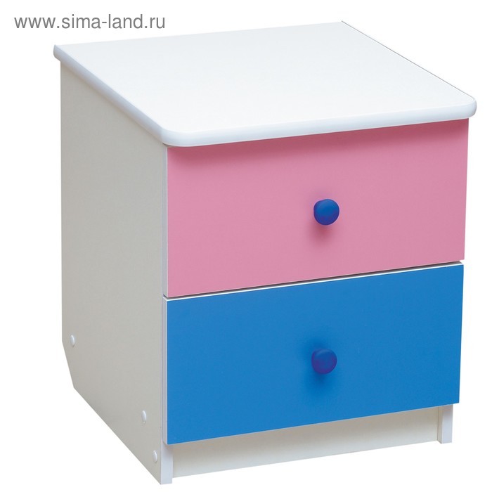 Тумба прикроватная «Радуга», 410×440×468 мм, цвет белый / розовый / синий - Фото 1