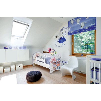 Кровать детская с фотопечатью «Совята», без ящика, 800×1900 мм, цвет белый