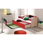 Кровать детская выдвижная, 800х1900 мм, 700х1800 мм, цвет дуб молочный/красный/белый - фото 109832170