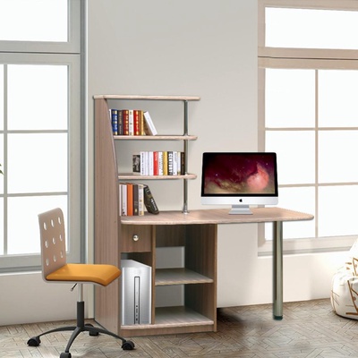 Стол компьютерный №11, 1350×580×1500 мм, цвет ясень шимо светлый/тёмный