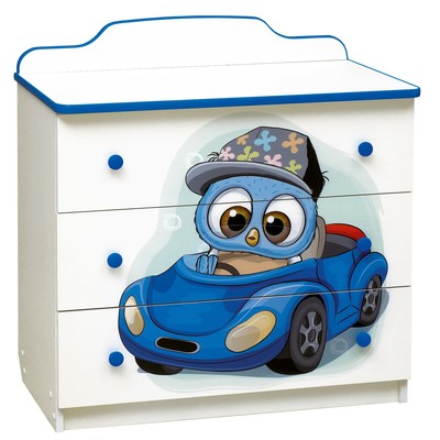 Комод детский для вещей «Совята» №2, с фотопечатью, 810×450×850 мм, цвет белый/синий