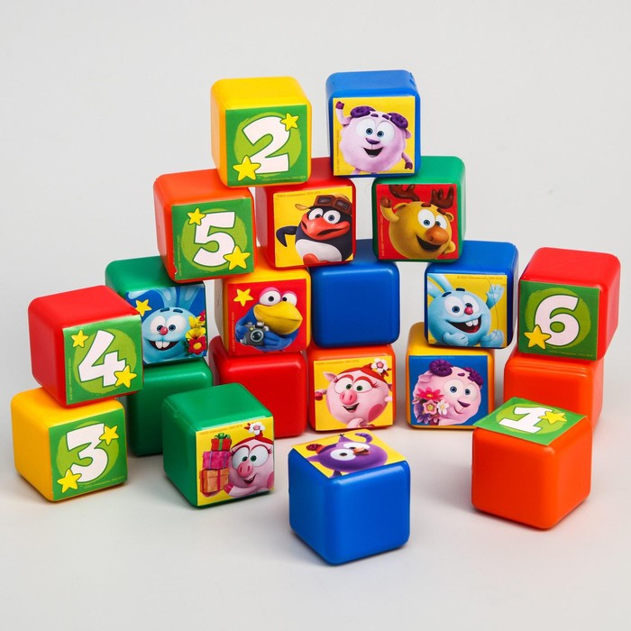 Набор цветных кубиков, «Смешарики», 20 шт., 4×4 см - фото 1908448123