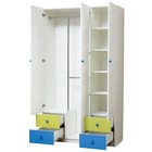 Шкаф 3-х дверный «Радуга», с ящиками и зеркалом, 1200х490х2100 мм, белый/лайм/синий - Фото 2