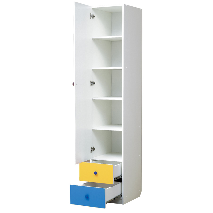 Шкаф с ящиками и зеркалом «Радуга», 400х490х2100 мм, цвет белый/жёлтый/синий - фото 1906990266