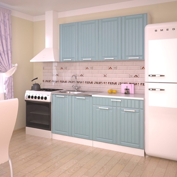 Кухонный гарнитур прямой «Прованс 2», с столешницей, 1600 мм, цвет роялвуд голубой - Фото 1