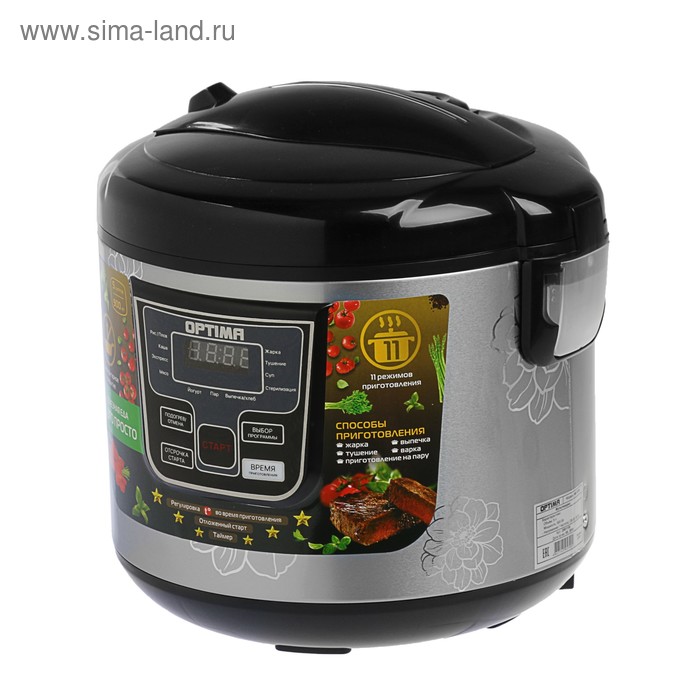 Мультиварка OPTIMA MC-5101, 900 Вт, 5 л, 11 программ, серебристая/черная - Фото 1