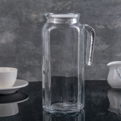 Кувшин Paşabahçe Kosem, 1 л, стекло, белая крышка, прозрачный