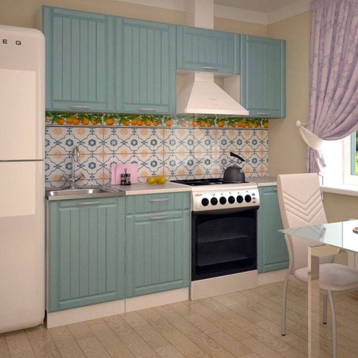 Кухонный гарнитур прямой «Прованс 2», с столешницей, 2100 мм, цвет роялвуд голубой - Фото 1