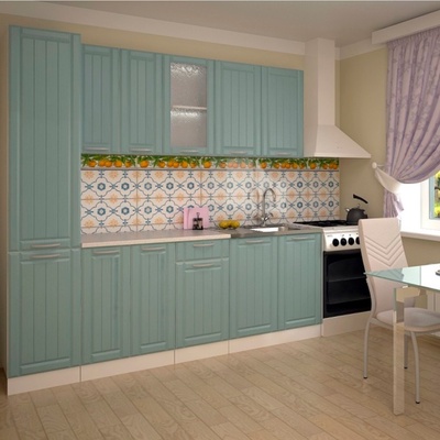 Кухонный гарнитур прямой «Прованс 2», с столешницей, 2200 мм, цвет роялвуд голубой