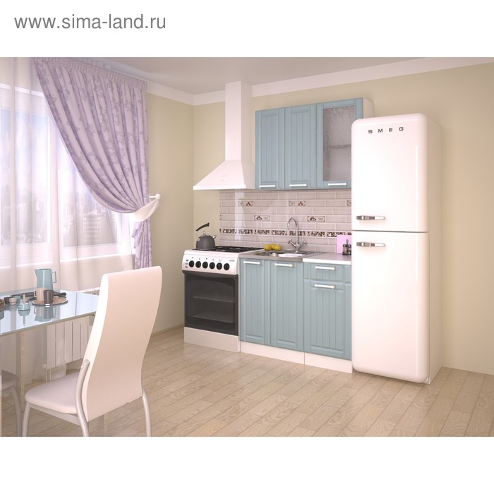 Кухонный гарнитур прямой «Прованс 2», с столешницей, 1000 мм, цвет роялвуд голубой - Фото 1