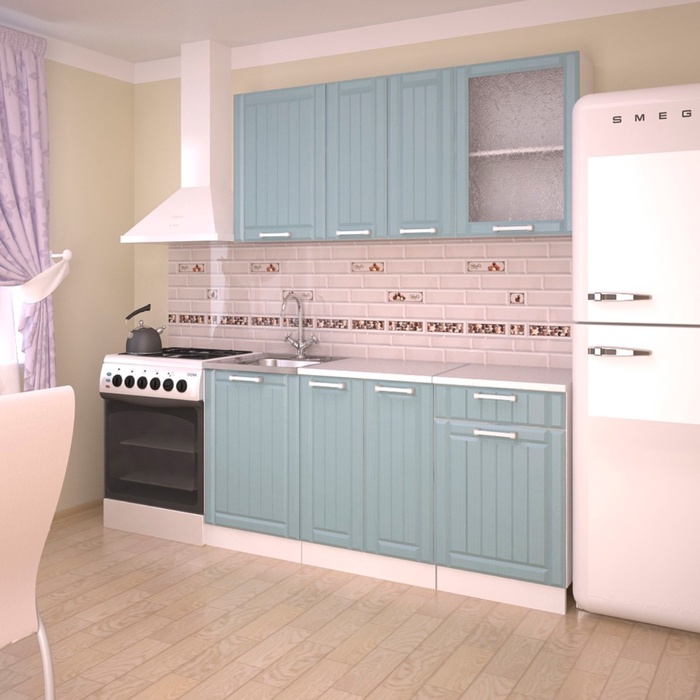 Кухонный гарнитур прямой «Прованс 2», с столешницей, 1500 мм, цвет роялвуд голубой - Фото 1