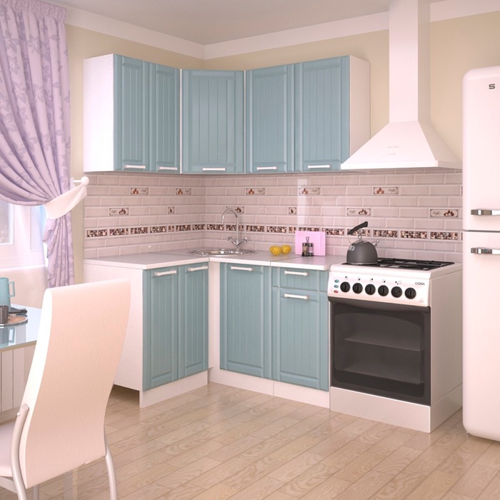 Кухонный гарнитур угловой «Прованс 2», с столешницей, 1200×1400 мм, цвет роялвуд голубой - Фото 1