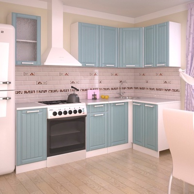 Кухонный гарнитур угловой «Прованс 2», с столешницей, 1800×1200 мм, цвет роялвуд голубой