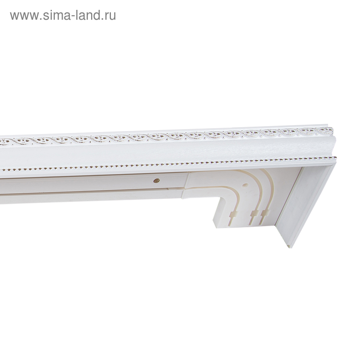 Карниз трёхрядный прямой «№1-3», ширина 340 см, цвет белый - Фото 1