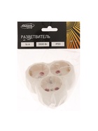 Тройник для розетки, 16 А, 3 розетки, с заземлением, белый 3813275
