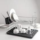 Сушилка для посуды 2-х ярусная, 39×30×32,5, цвет чёрный - фото 2550755