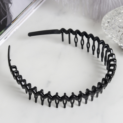 Ободок для волос «Бриошь», зигзаг гребень, 2.5 см, чёрный