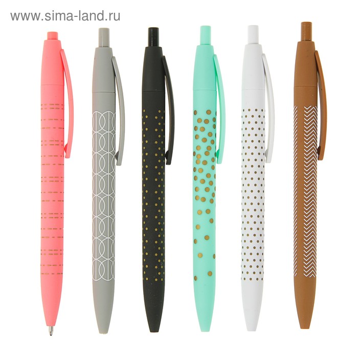 Ручка шариковая Calligrata, автоматическая, синий стержень, узел 0.5 мм, корпус прорезиненный, МИКС - Фото 1