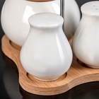 Набор для специй «Эстет», 3 предмета: солонка, перечница, сахарница с ложкой, на деревянной подставке - Фото 3