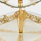 Этажерка-фруктовница, 2 яруса, d=29/20 см, высота 40 см, стекло, золотистая - Фото 4