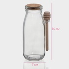 Ёмкость для мёда и варенья Доляна «Парфе», 250 мл, 7×14 см, с деревянной ложкой, стекло, прозрачная, МИКС вида - Фото 3