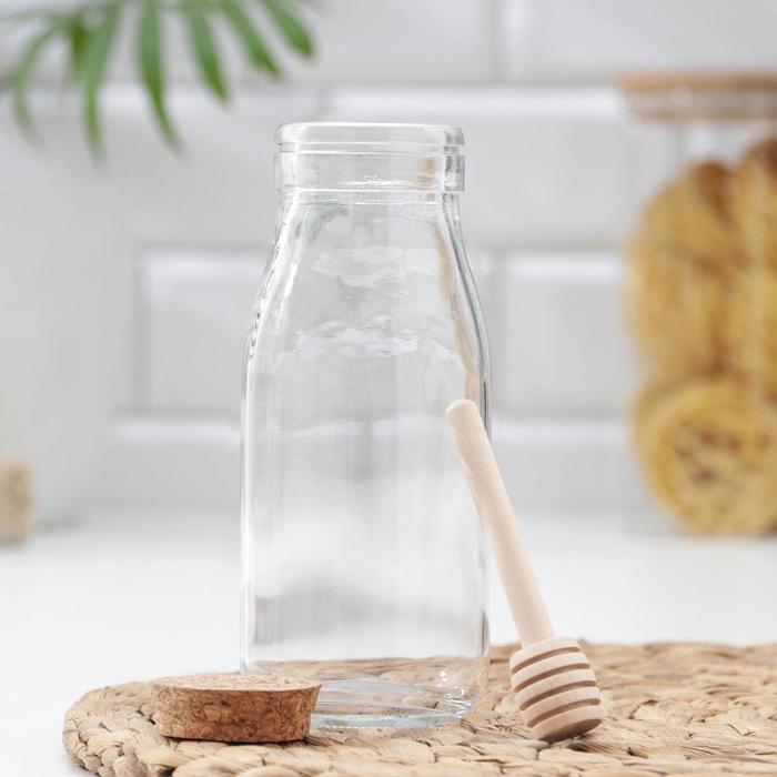 Ёмкость стеклянная для мёда и варенья с деревянной ложкой Доляна «Парфе», 250 мл, 7×14 см - фото 1899668216