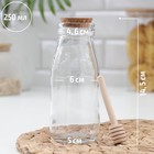 Ёмкость стеклянная для мёда и варенья с деревянной ложкой Доляна «Парфе», 250 мл, 7×14 см - Фото 1
