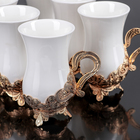 Сервиз чайный керамический «Жасмин», 6 предметов: 200 мл, цвет металла золотой - Фото 2