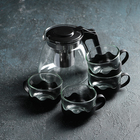 Набор чайный из стекла «Клео», 5 предметов: чайник 900 мл, 4 кружки 150 мл - фото 8793489