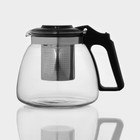 Чайный набор «Клео», 5 предметов: чайник 900 мл, 4 кружки 150 мл, стекло, прозрачный, чёрный - Фото 2