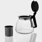 Чайный набор «Клео», 5 предметов: чайник 900 мл, 4 кружки 150 мл, стекло, прозрачный, чёрный - Фото 3