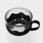 Чайный набор «Клео», 5 предметов: чайник 900 мл, 4 кружки 150 мл, стекло, прозрачный, чёрный - Фото 6