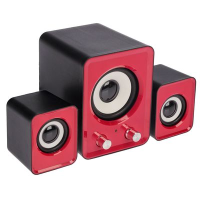 УЦЕНКА Акустическая система 2.1 Luazon, 2*1.5 и 13 Вт, 3.5 Jack/USB, 80 дБ, красная