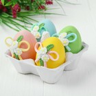 Яйца для декорирования «Цветочки с лентами», набор 4 шт, размер 1 шт: 6×4 см - Фото 1