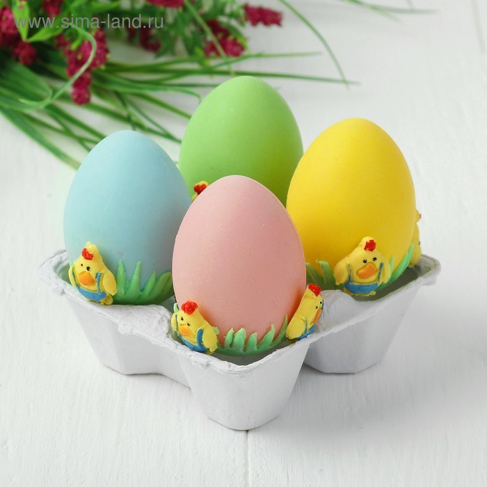 Яйца для декорирования «Петушки», набор 4 шт, размер 1 шт: 6×4 см - Фото 1