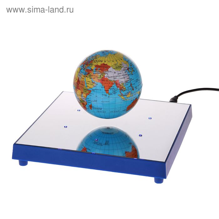 Глобус сувенирный на магнитном поле, с подсветкой, d=8.5 см, английский язык, 220 В