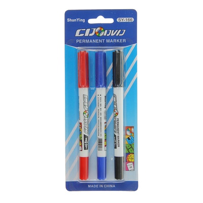 Набор маркеров для CD/DVD двусторонних 3 цвета 0.7/2 мм на блистере (красный, чёрный, синий)