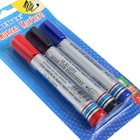 Набор перманентных маркеров, 3 цвета: синий, красный, чёрный, наконечник круглый 4 мм, на блистере - фото 7112723