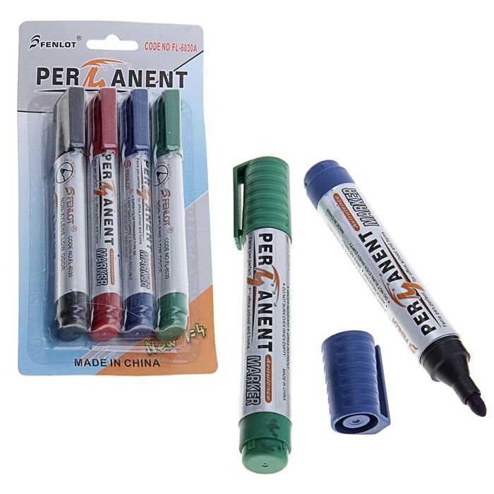 Набор маркеров перманентных 4 цвета, 4 мм, на блистере - фото 5787725