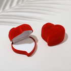 Футляр под кольцо, серьги «Сердце, роза», бархатный, 6×6 см, красный - Фото 2