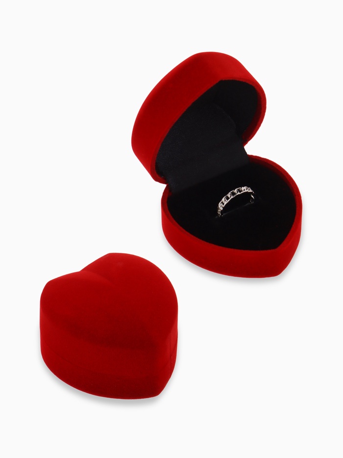 Футляр под кольцо, серьги «Сердце», бархатный, 6×6.5×4 см, бордовый - Фото 1
