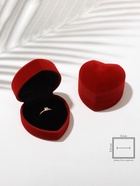 Футляр под кольцо, серьги «Сердце», бархатный, 6×6.5×4 см, бордовый 536801