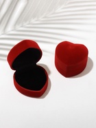 Футляр под кольцо, серьги «Сердце», бархатный, 6×6.5×4 см, бордовый 536801