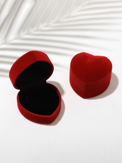 Футляр под кольцо, серьги «Сердце», бархатный, 6×6.5×4 см, бордовый