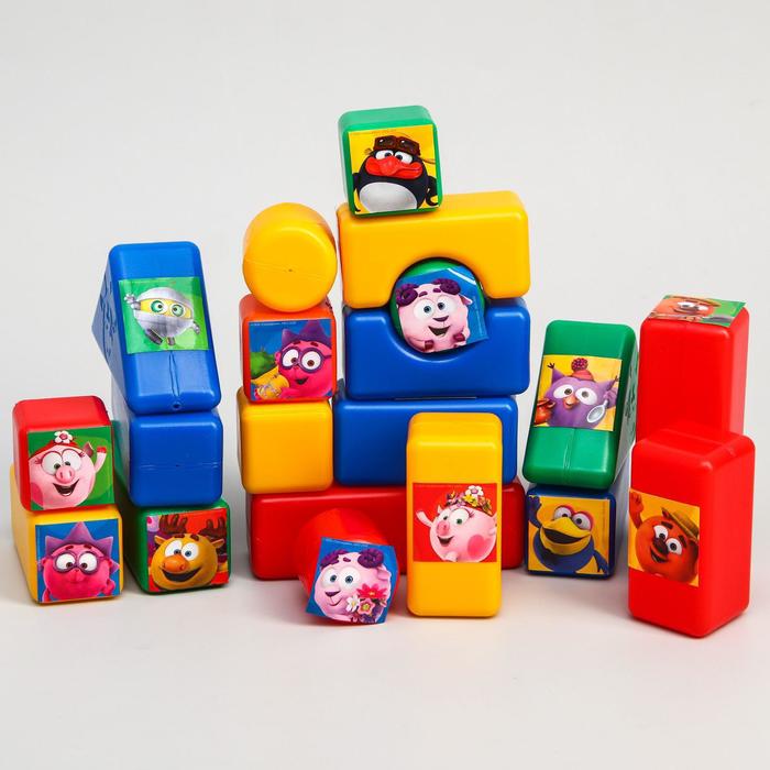 Набор цветных кубиков, "Смешарики", 20 элементов, 4х4 см - Фото 1